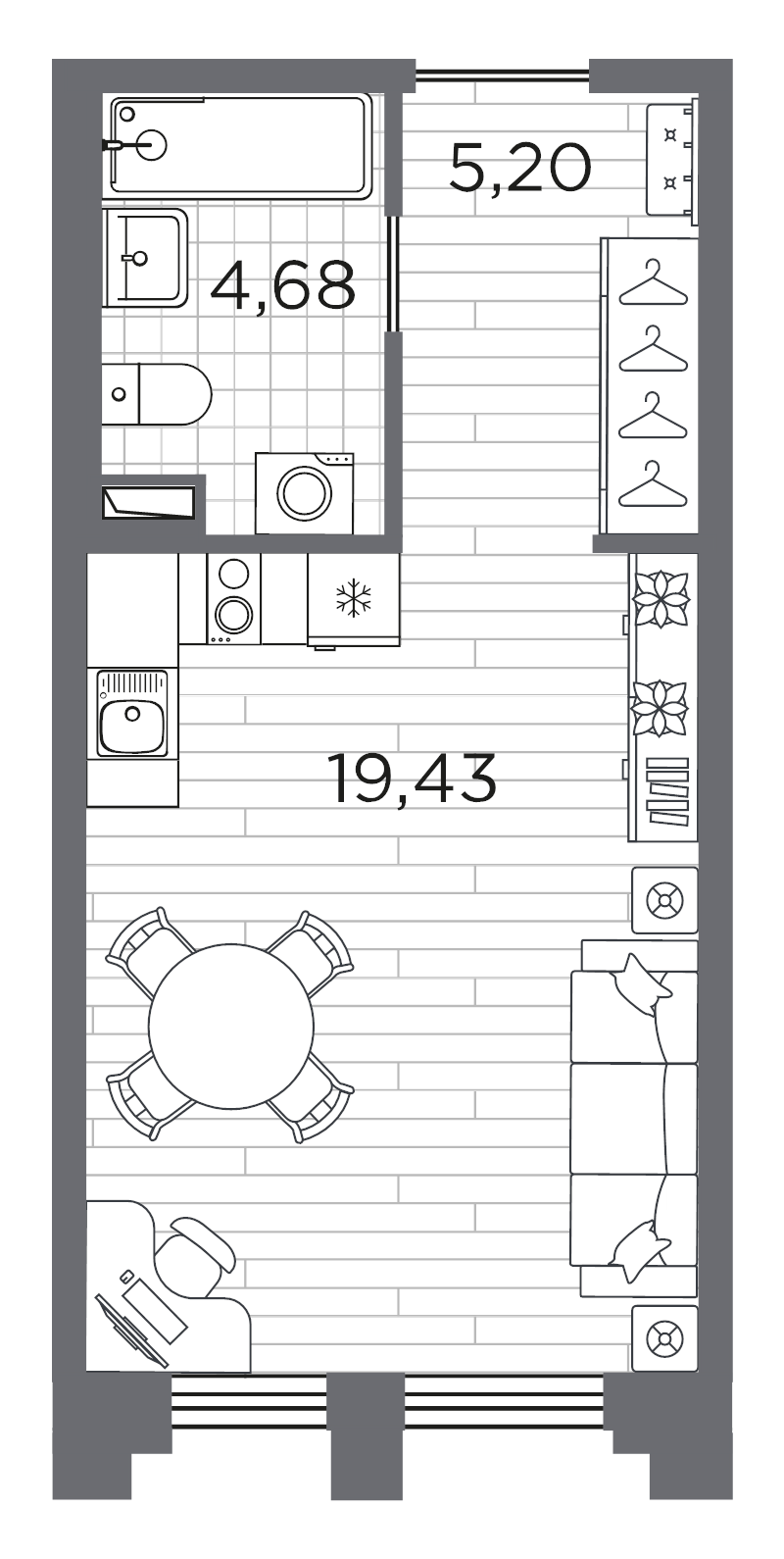 Студия 29,3 м²