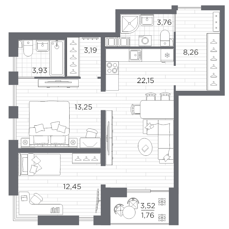 3 ккв (Евро) 68,7 м²