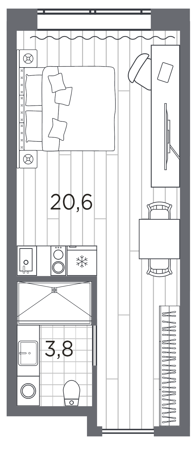 Студия 24,4 м²