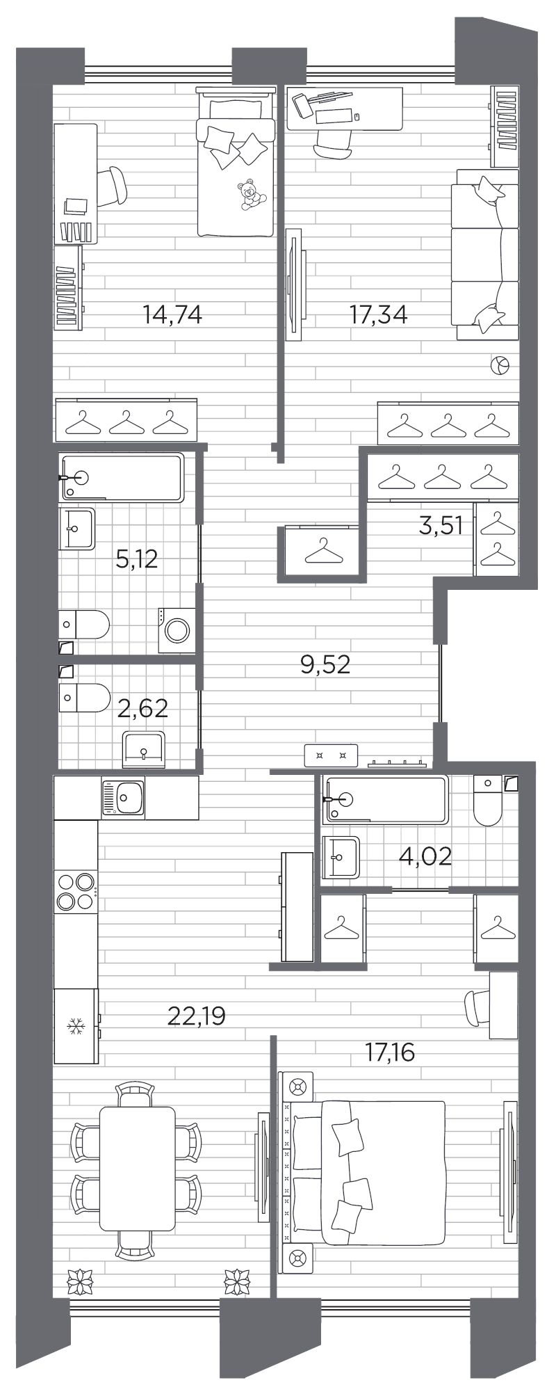 4 ккв (Евро) 96,2 м²