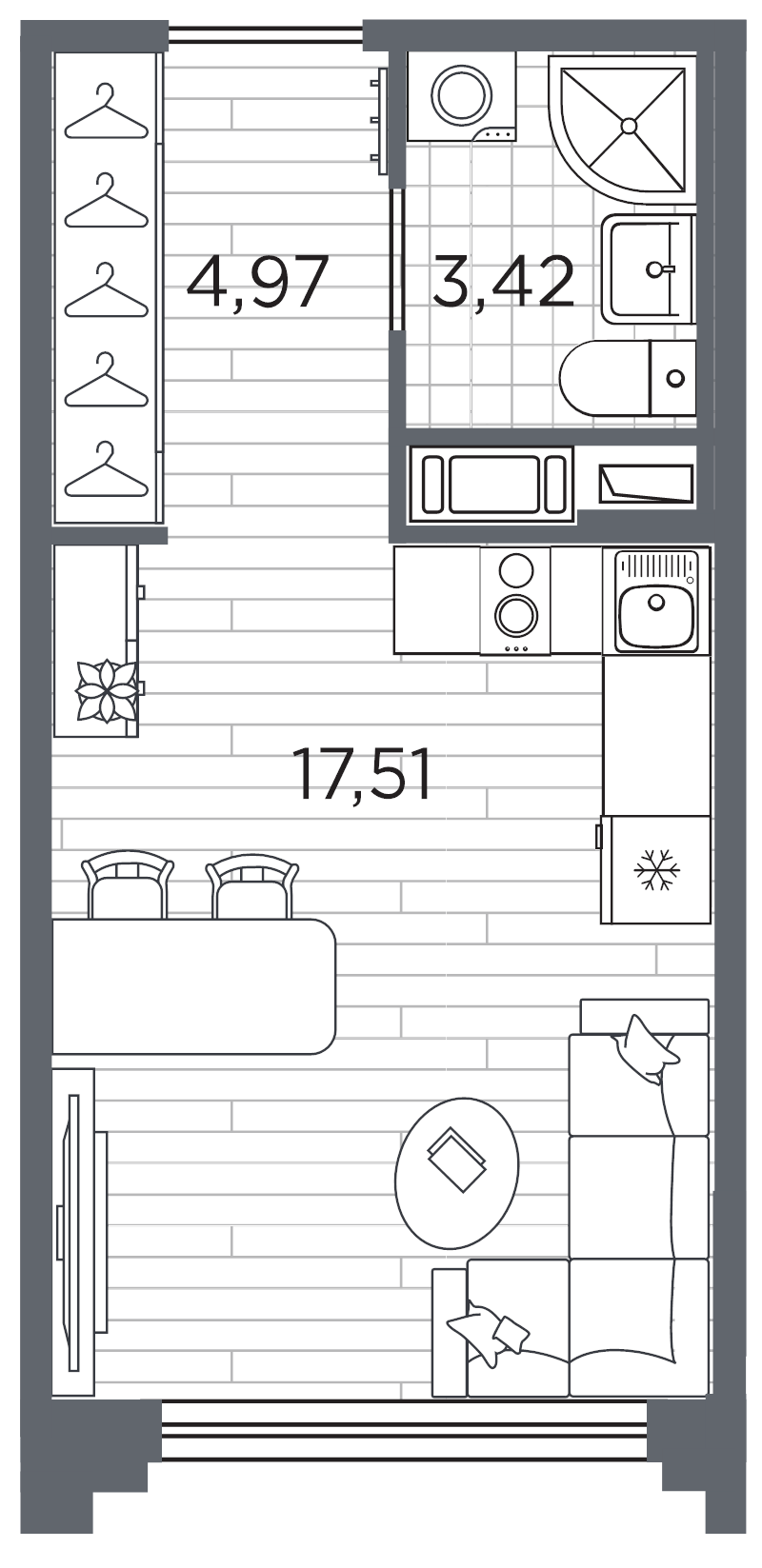 Студия 25,9 м²