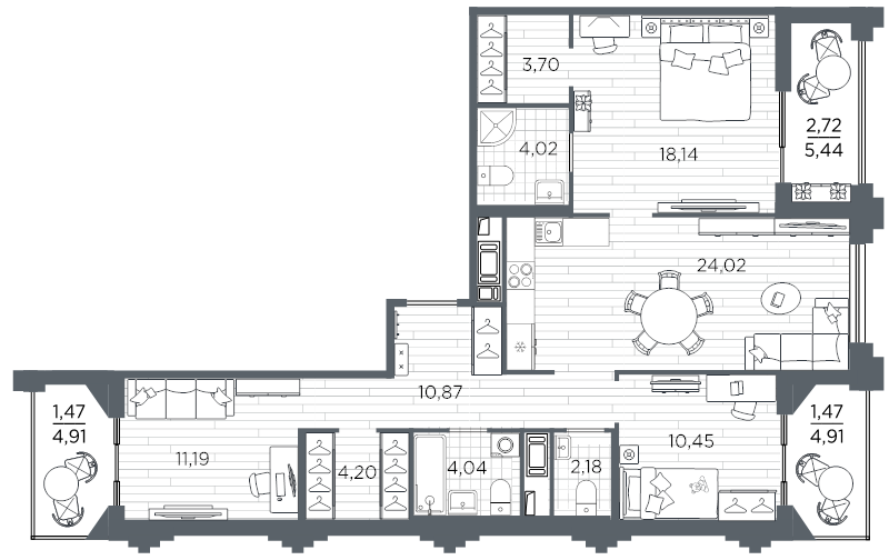 4 ккв (Евро) 98,5 м²