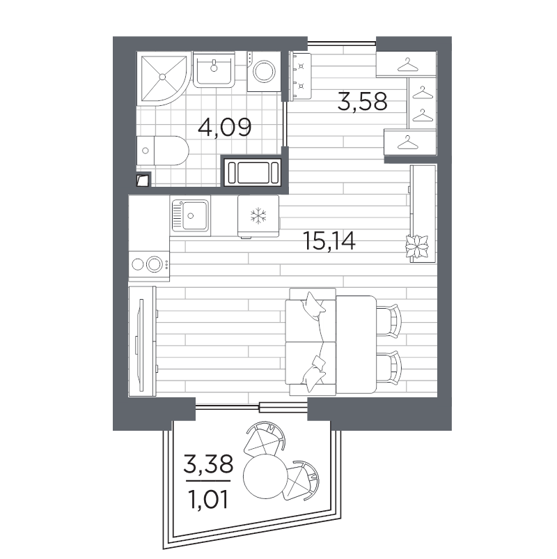 Студия 23,8 м²