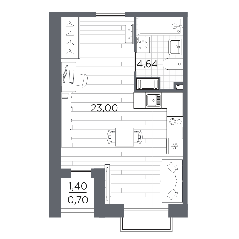 Студия 31,5 м²
