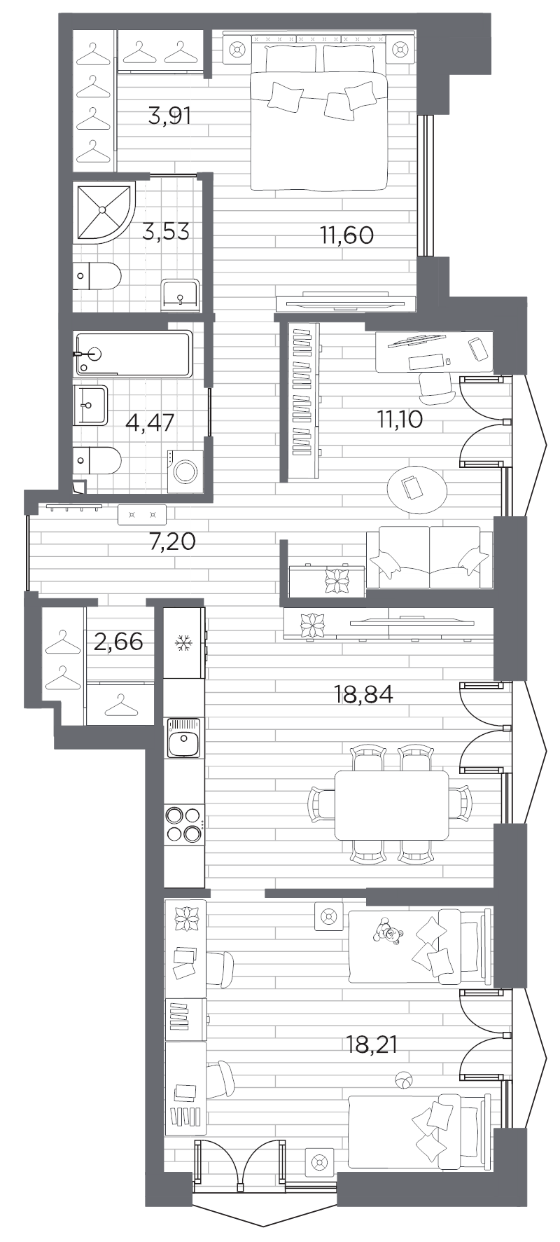 4 ккв (Евро) 81,5 м²