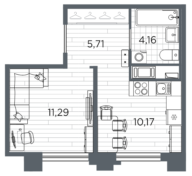 1 ккв 31,3 м²