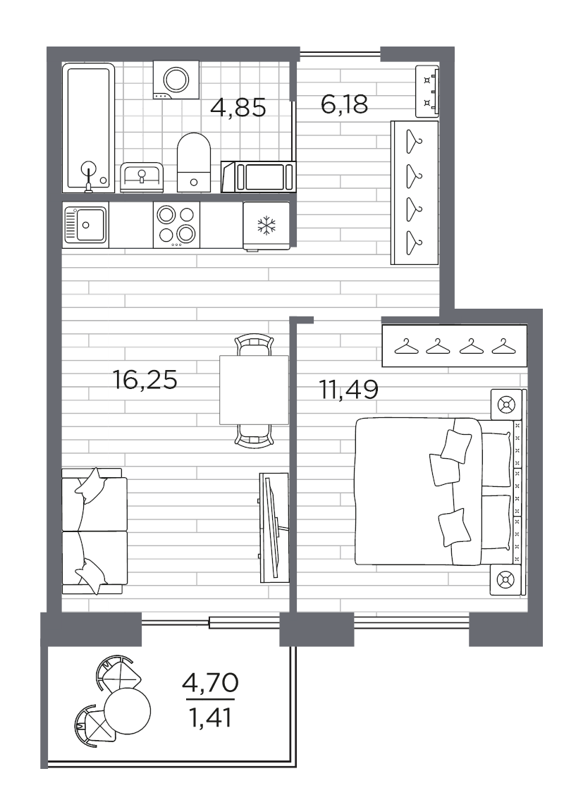 2 ккв (Евро) 40,2 м²