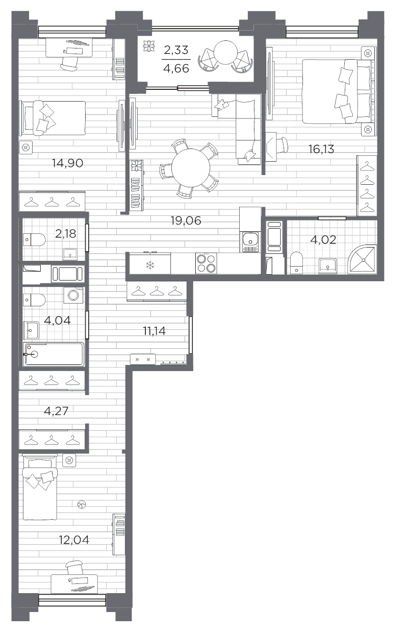 4 ккв (Евро) 90,1 м²