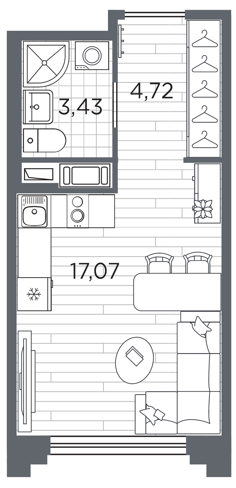 Студия 25,2 м²