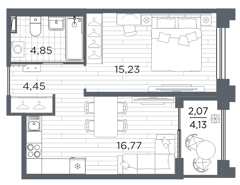 2 ккв (Евро) 43,4 м²