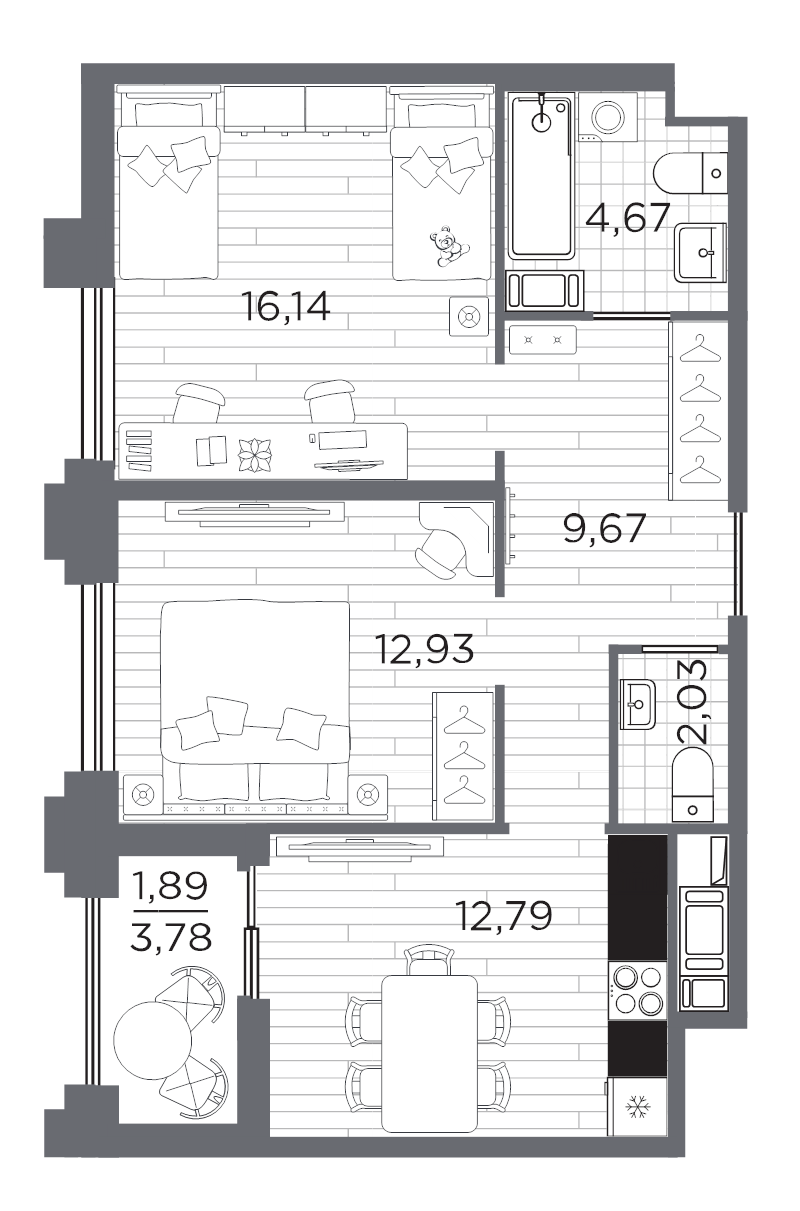 2 ккв 60,1 м²