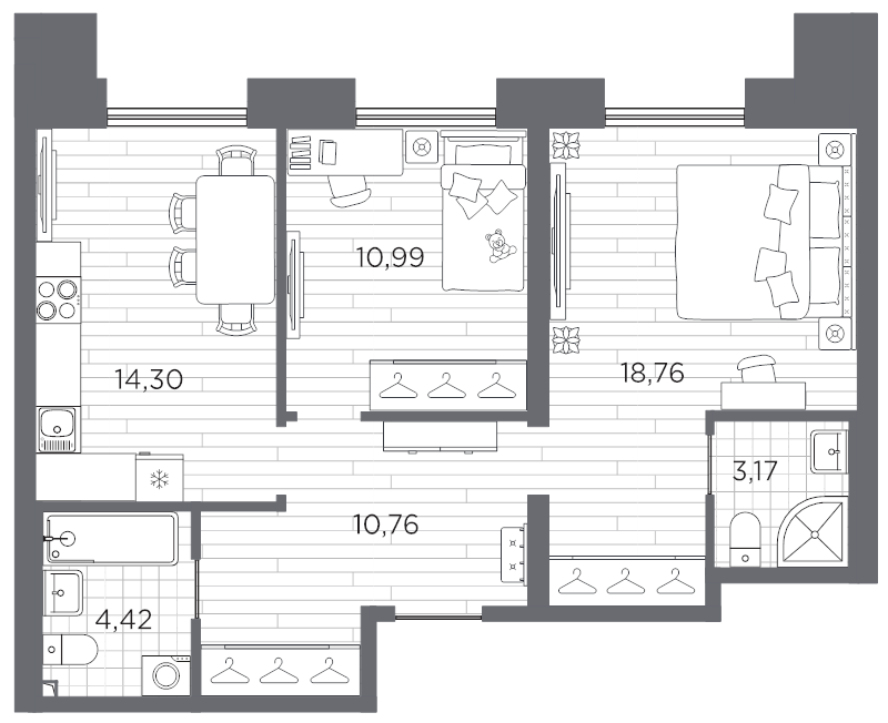 2 ккв 62,4 м²