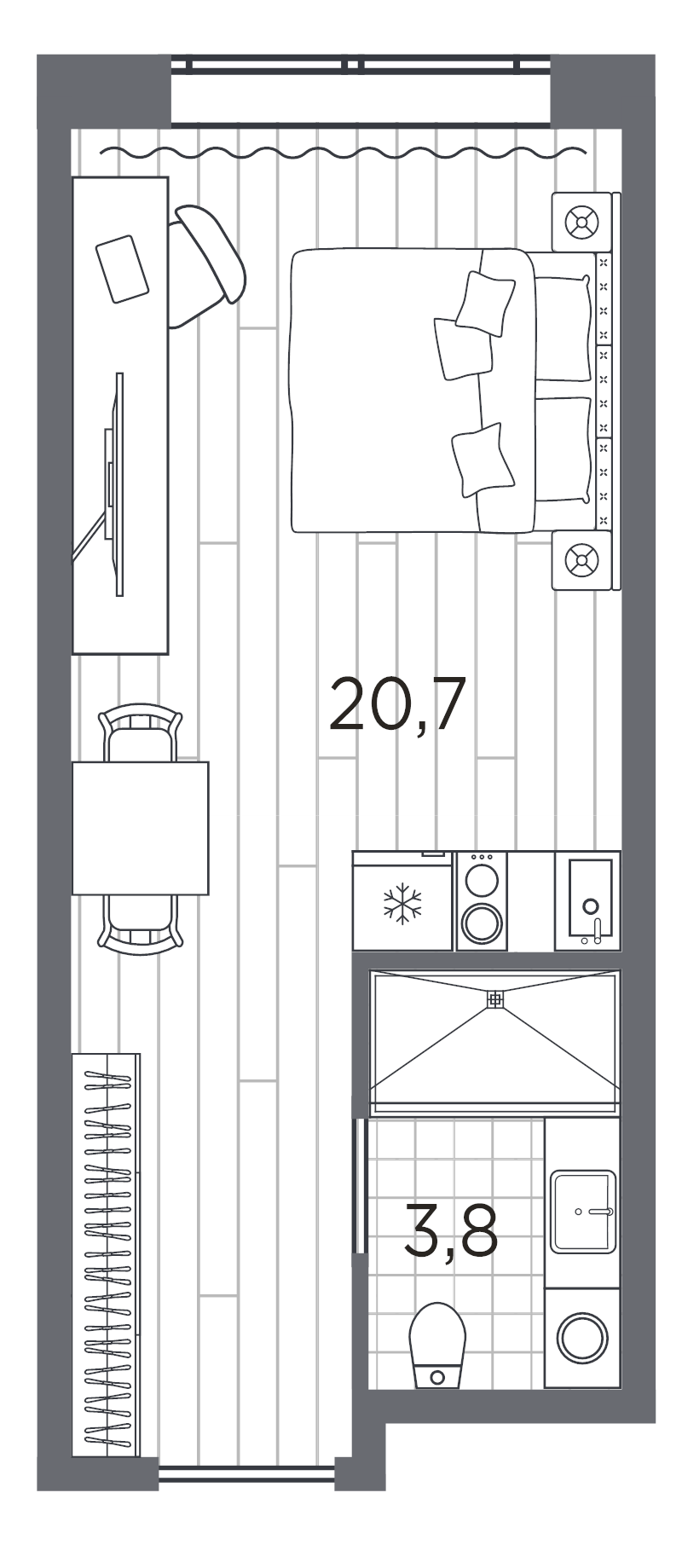 Студия 24,5 м²