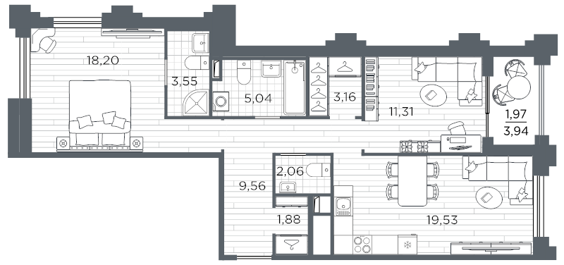 3 ккв (Евро) 76,3 м²