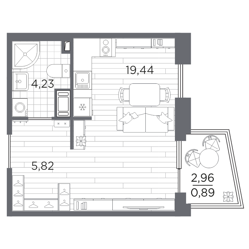 Студия 30,4 м²