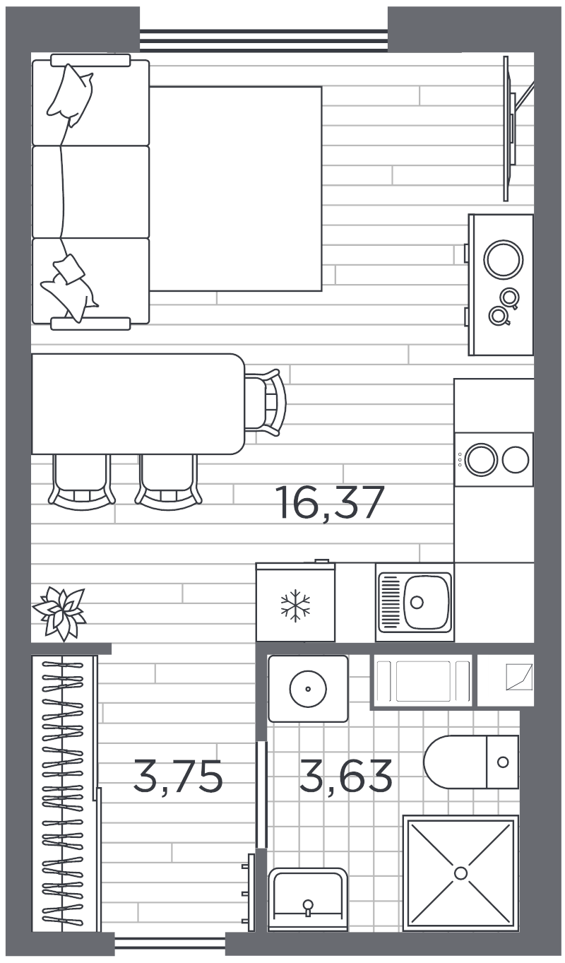 Студия 24,2 м²