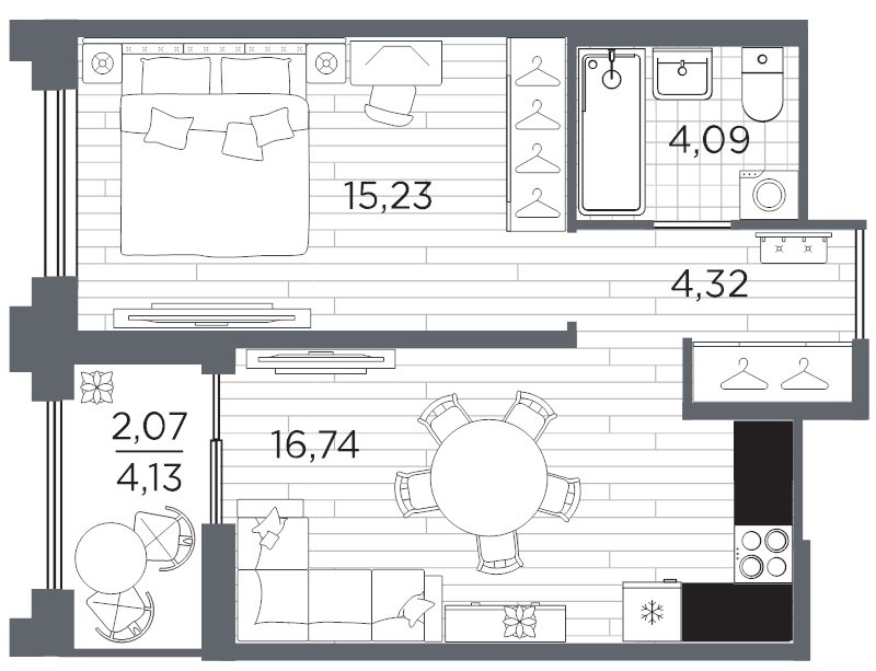 2 ккв (Евро) 42,5 м²