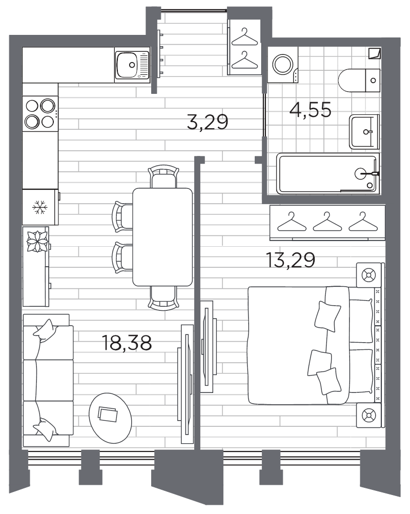 2 ккв (Евро) 39,5 м²
