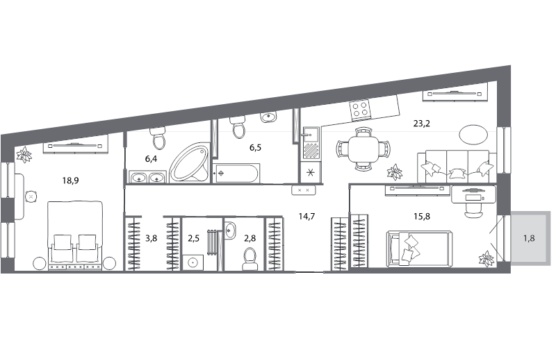 3 ккв (Евро) 95,1 м²