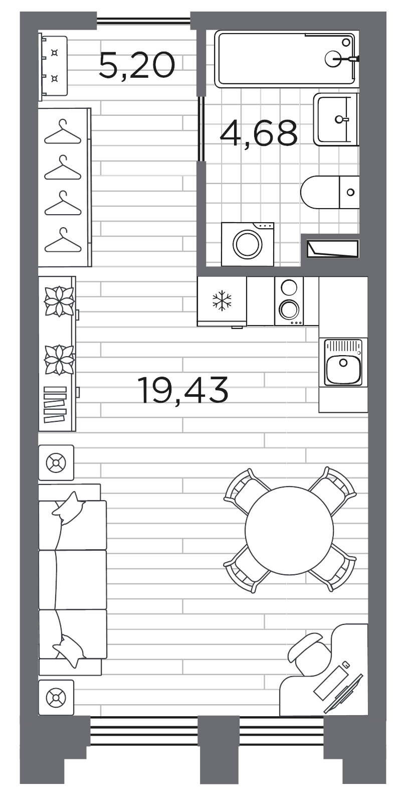 Студия 29,3 м²