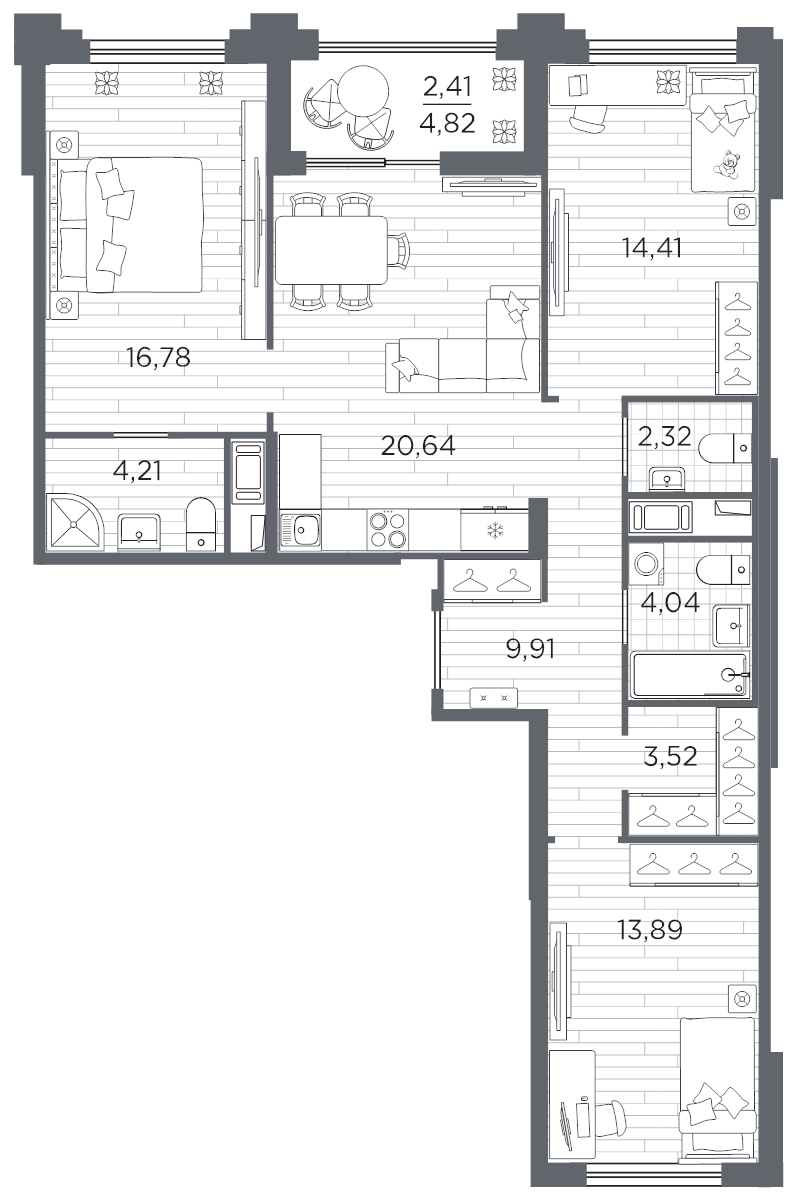 4 ккв (Евро) 92,1 м²