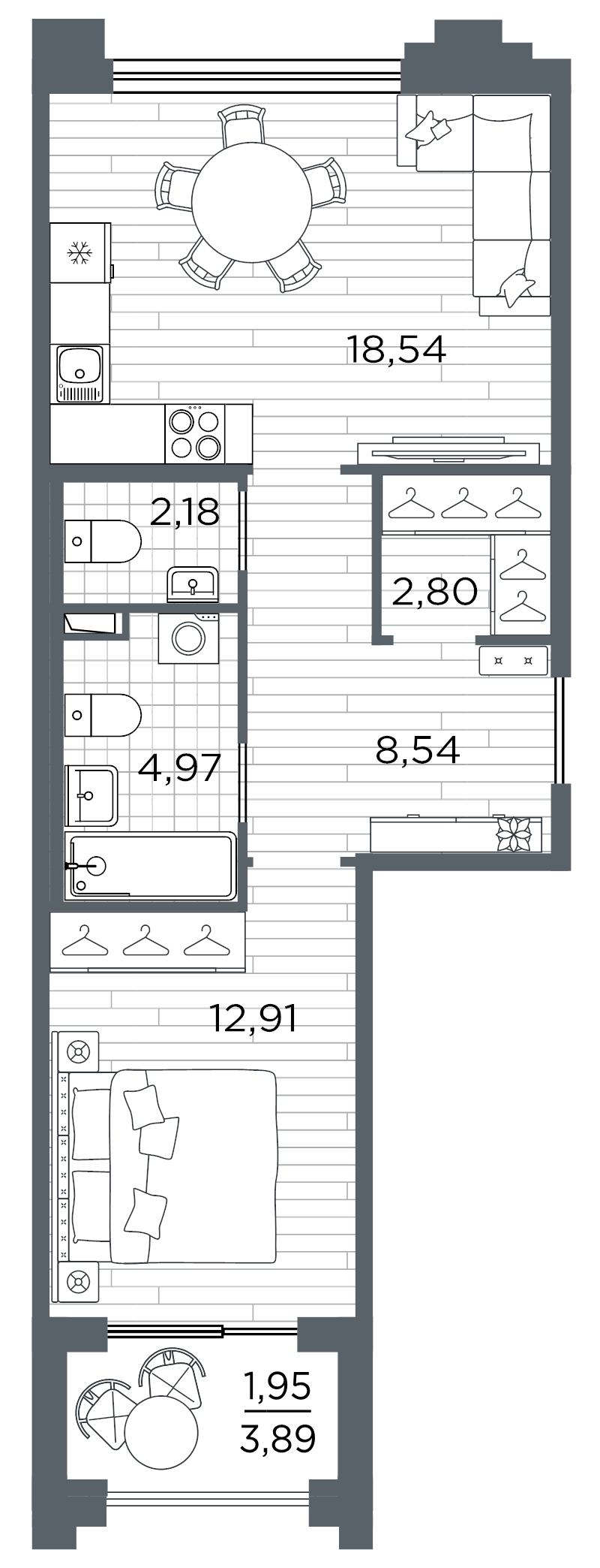 2 ккв (Евро) 51,9 м²
