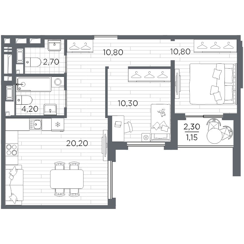 3 ккв (Евро) 60,2 м²