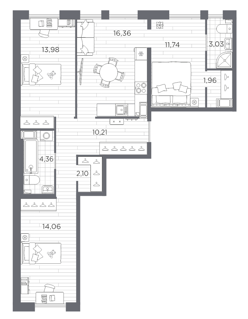 4 ккв (Евро) 77,8 м²