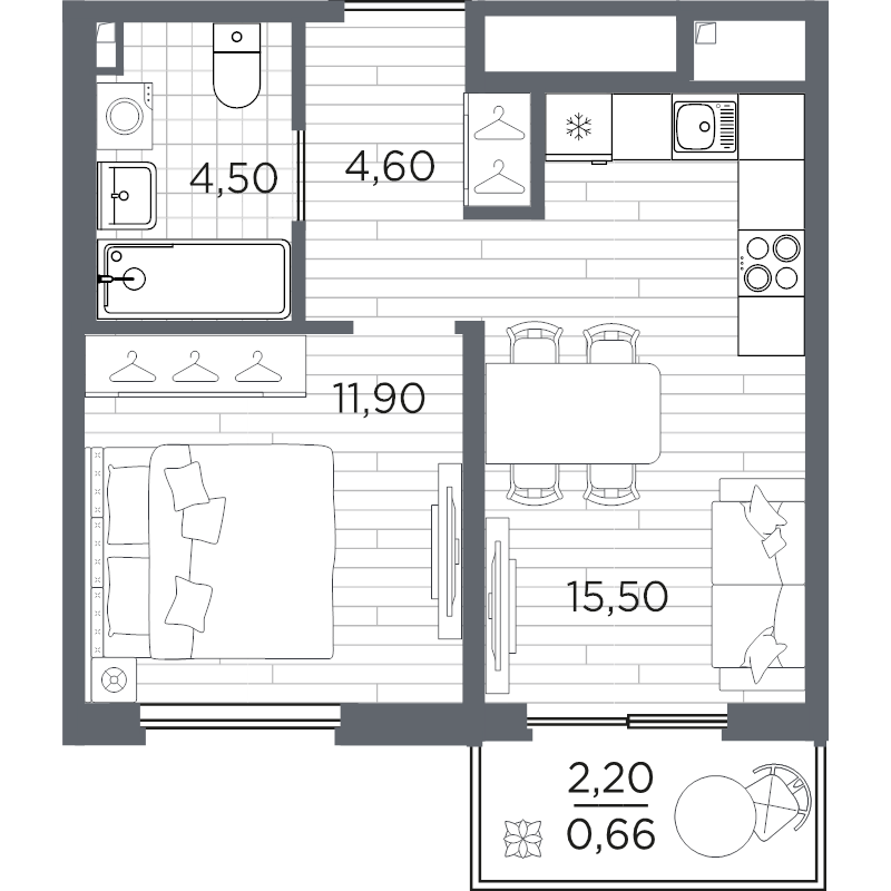 2 ккв (Евро) 37,2 м²