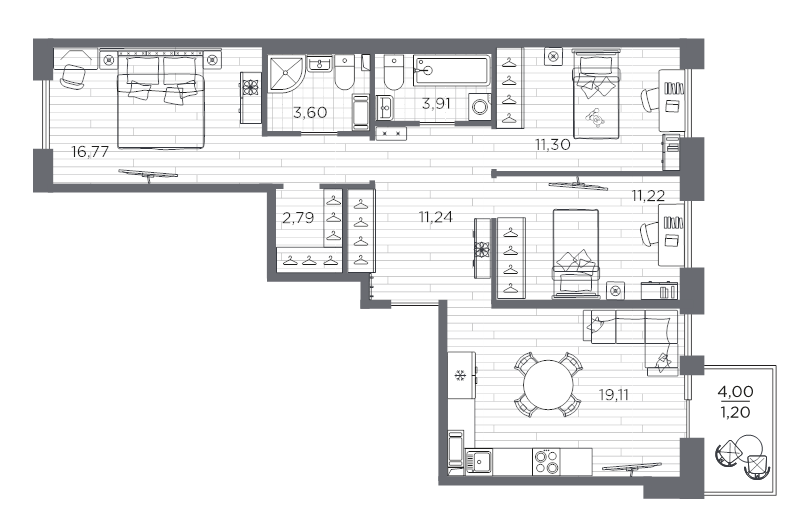 4 ккв (Евро) 81,1 м²