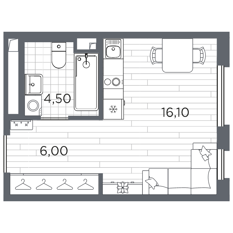 Студия 26,6 м²