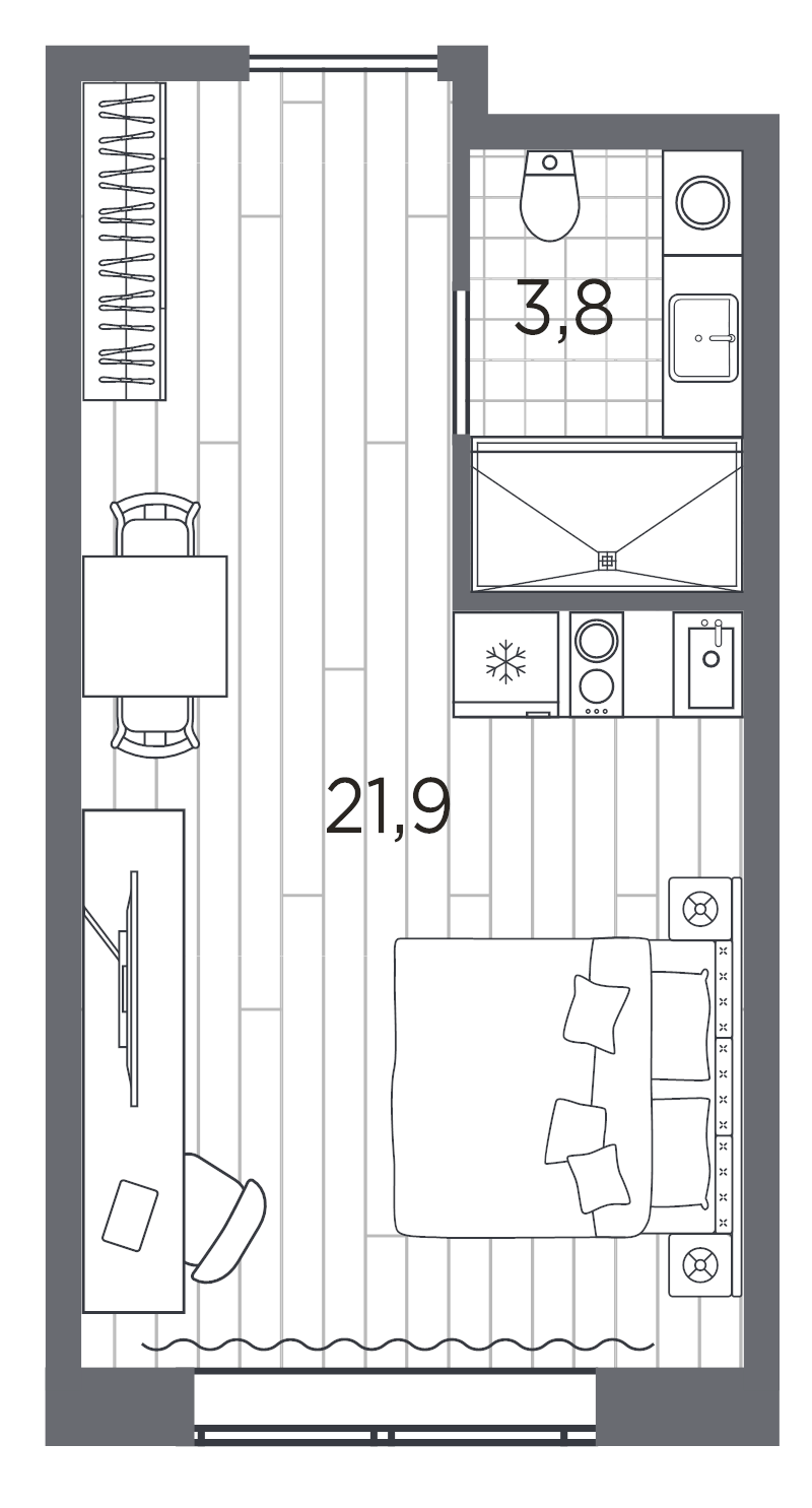 Студия 25,7 м²