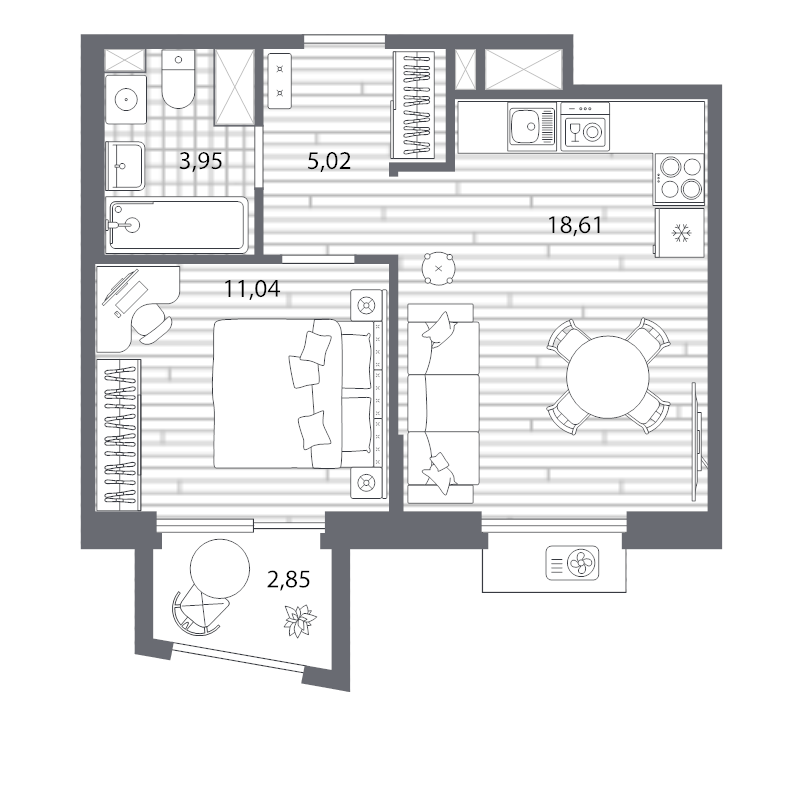 2 ккв (Евро) 39,6 м²