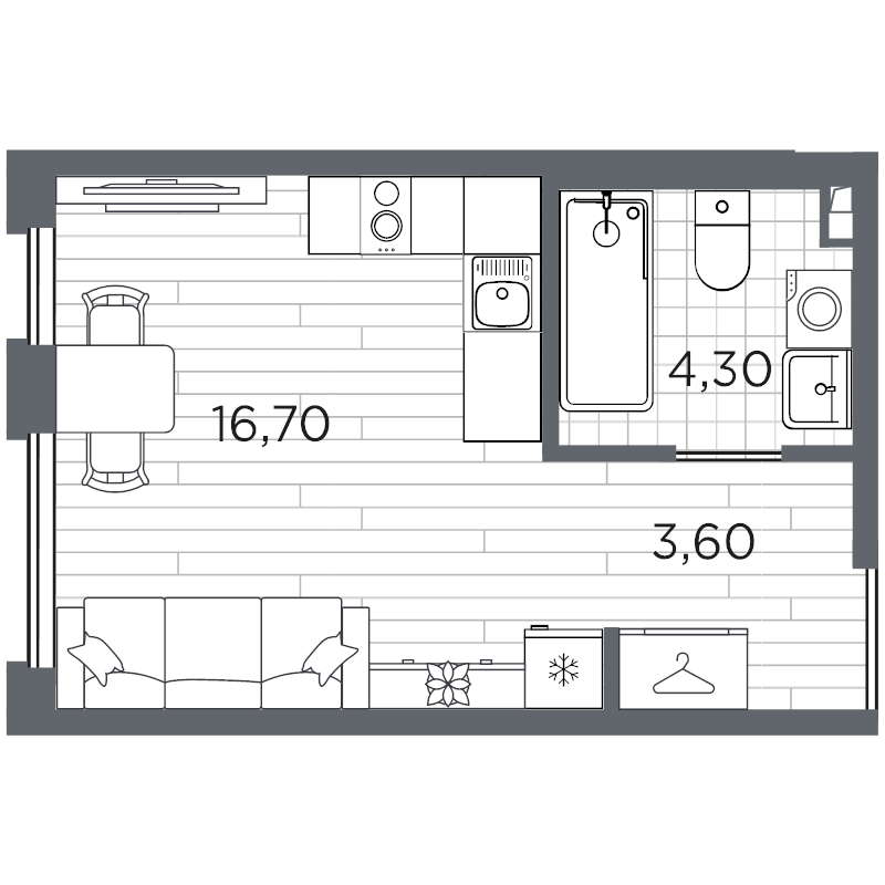 Студия 24,6 м²