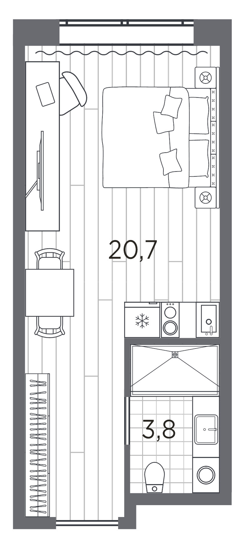 Студия 24,5 м²