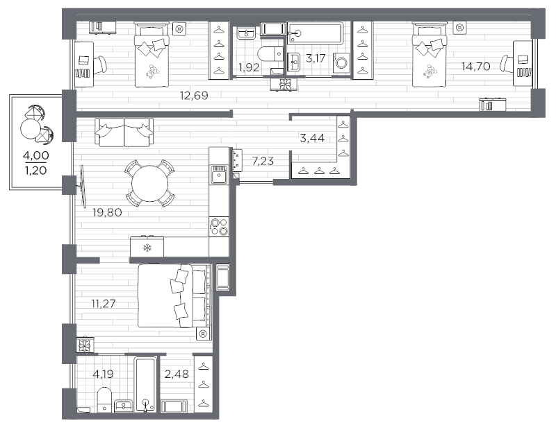 4 ккв (Евро) 82,1 м²