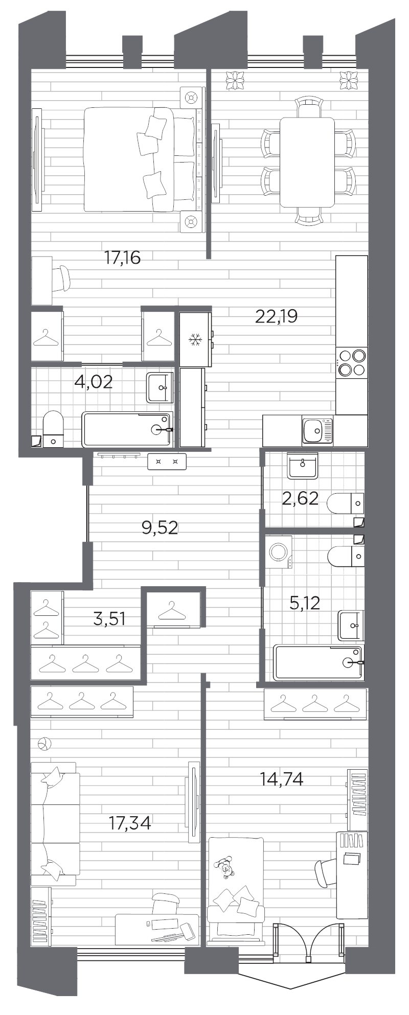 4 ккв (Евро) 96,2 м²