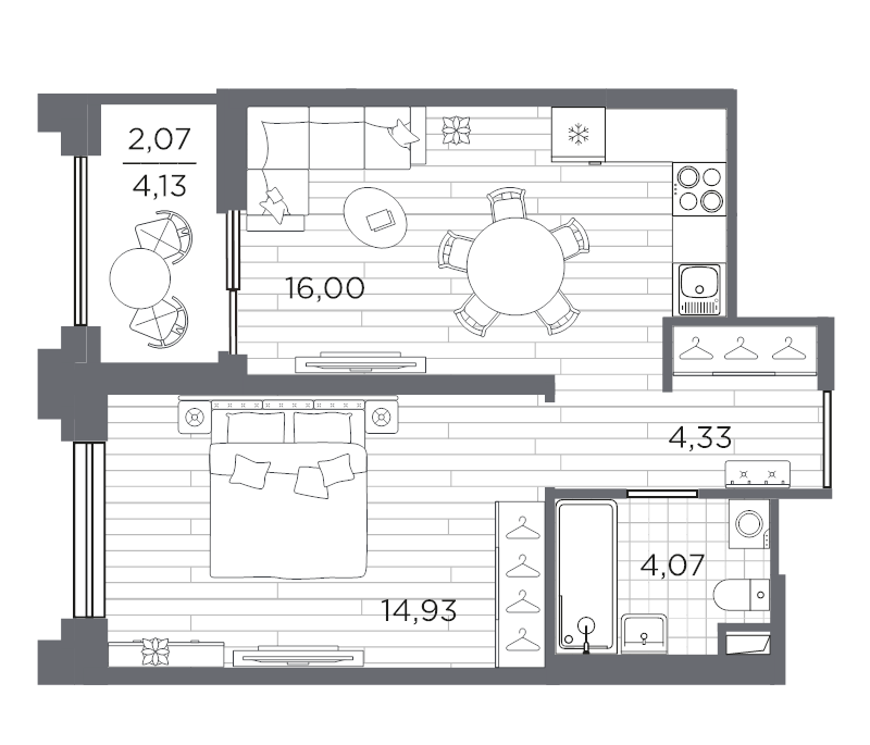2 ккв (Евро) 41,4 м²