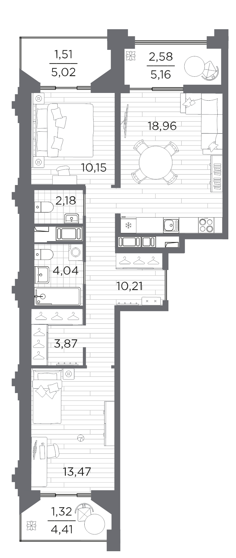 3 ккв (Евро) 68,3 м²