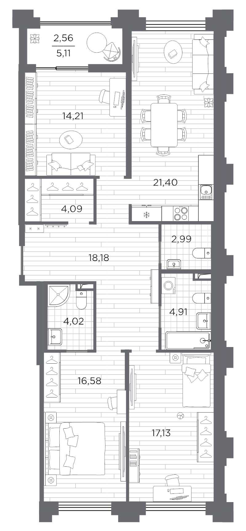 4 ккв (Евро) 106,1 м²