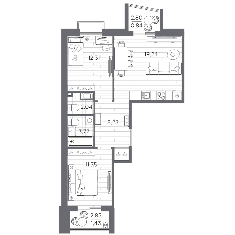 3 ккв (Евро) 59,6 м²