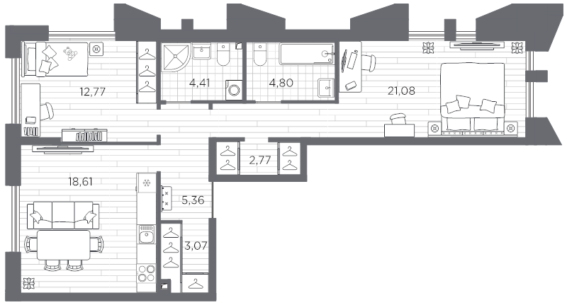 3 ккв (Евро) 72,9 м²