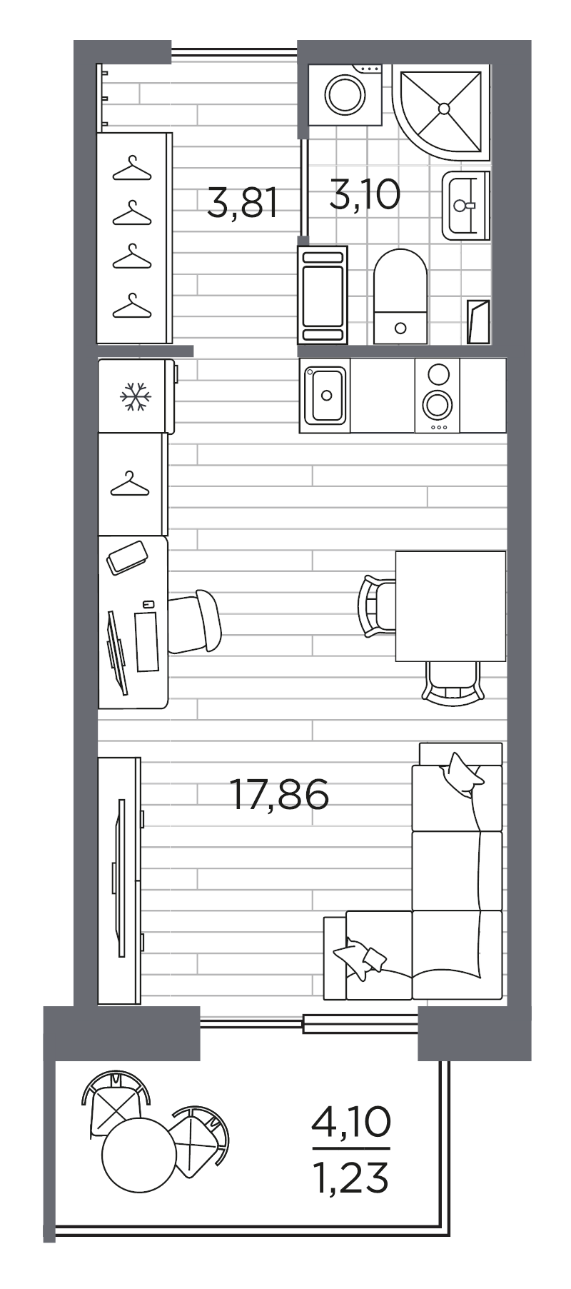 Студия 26 м²