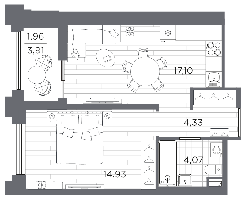 2 ккв (Евро) 42,4 м²