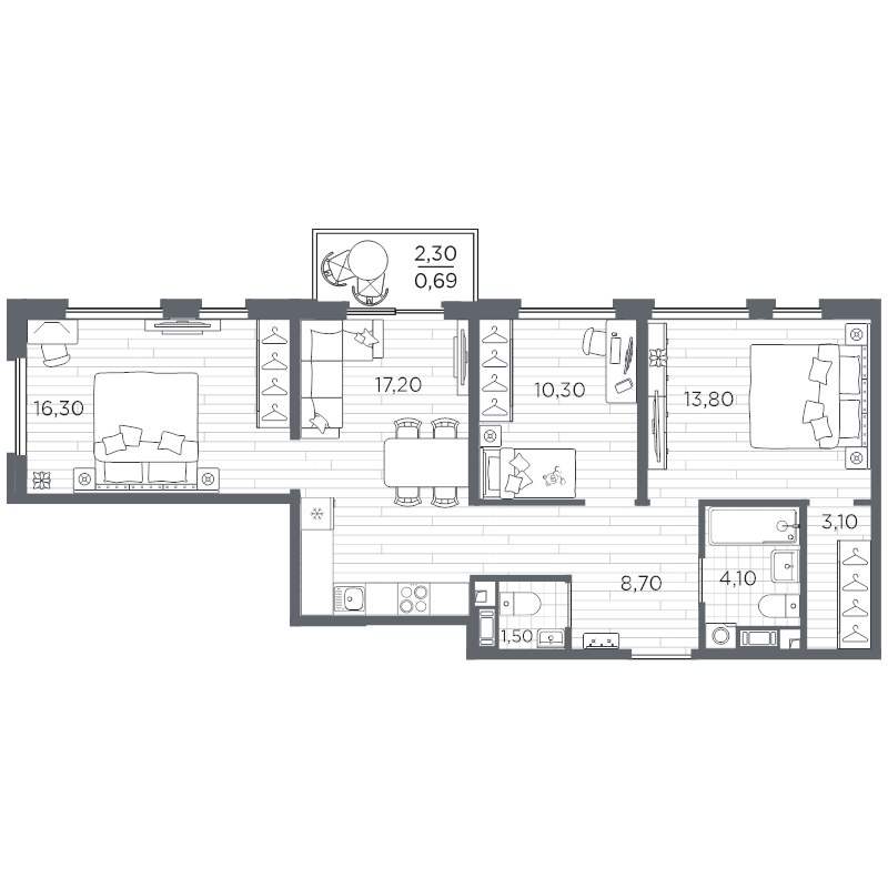 4 ккв (Евро) 75,7 м²