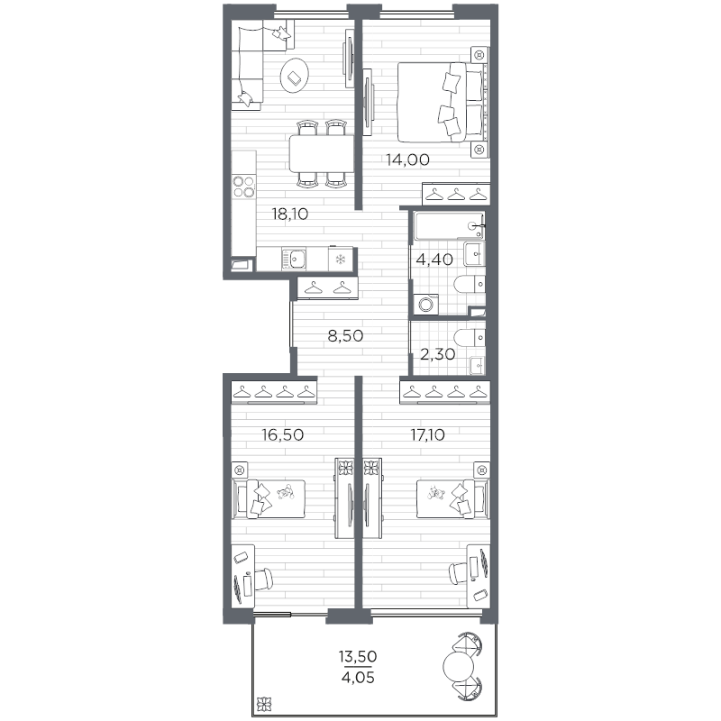 4 ккв (Евро) 84,8 м²