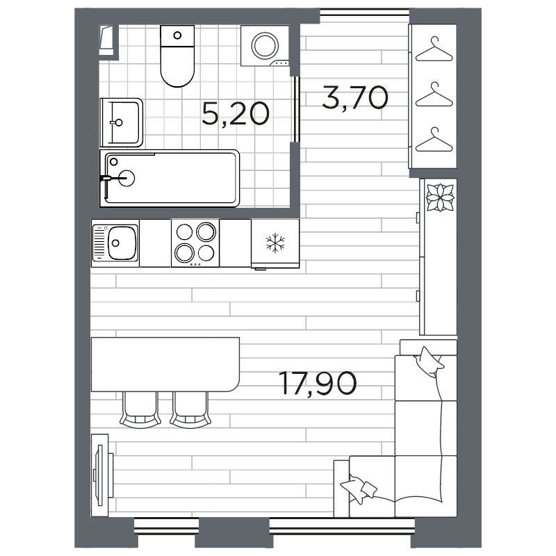 Студия 27,8 м²
