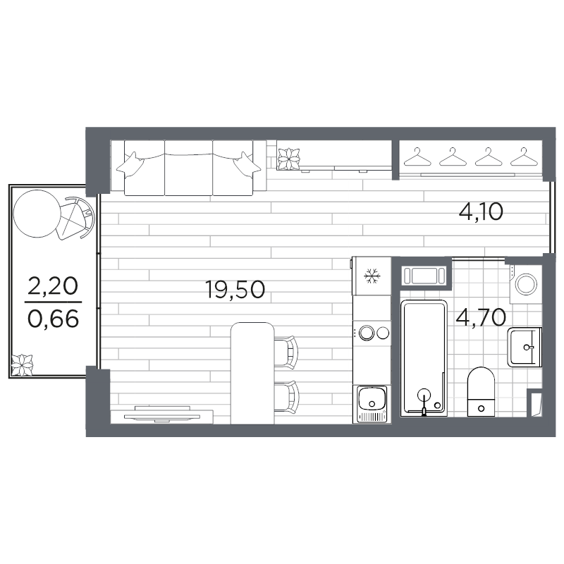 Студия 29 м²