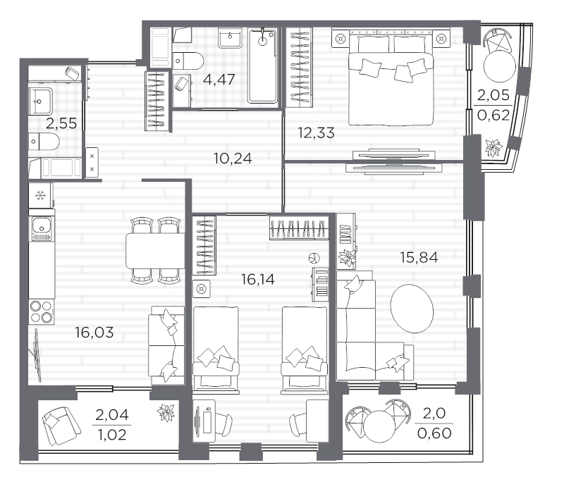 4 ккв (Евро) 79,8 м²