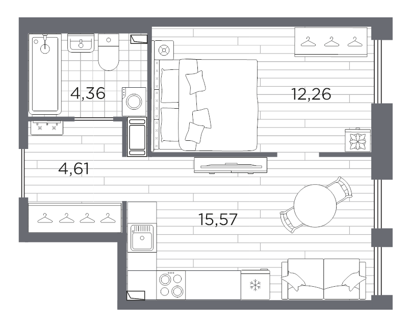 2 ккв (Евро) 36,8 м²
